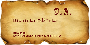 Dianiska Márta névjegykártya
