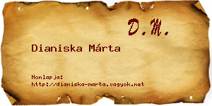 Dianiska Márta névjegykártya